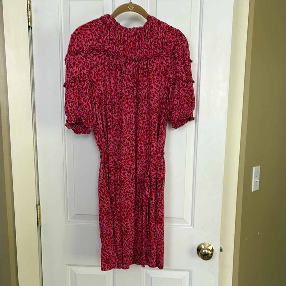 Boden Pink Puff Sleeve Midi Dress